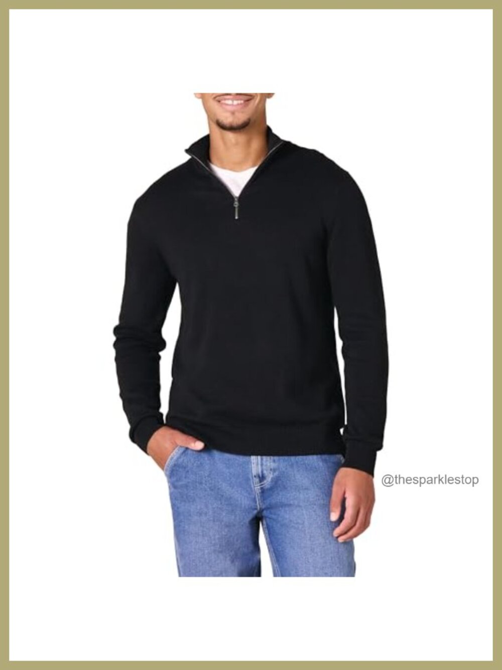 Men's 100% Cotton Quarter-Zip Mock Neck Sweater
